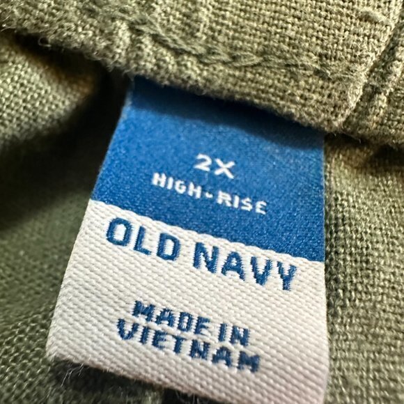 Old Navy Shorts women XL High Rise Linen Blend Olive Green Pull On Pockets NWT - Picture 6 of 7
